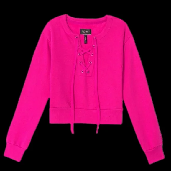 VS Jogger Set Cotton Fleece Lace Up Top & Bottoms - Picture 5 of 7